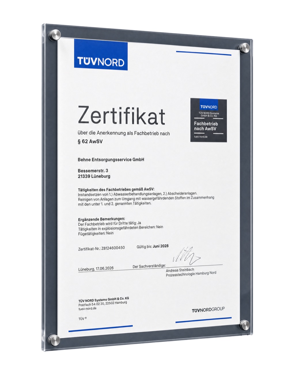 AwSV Zertifikat