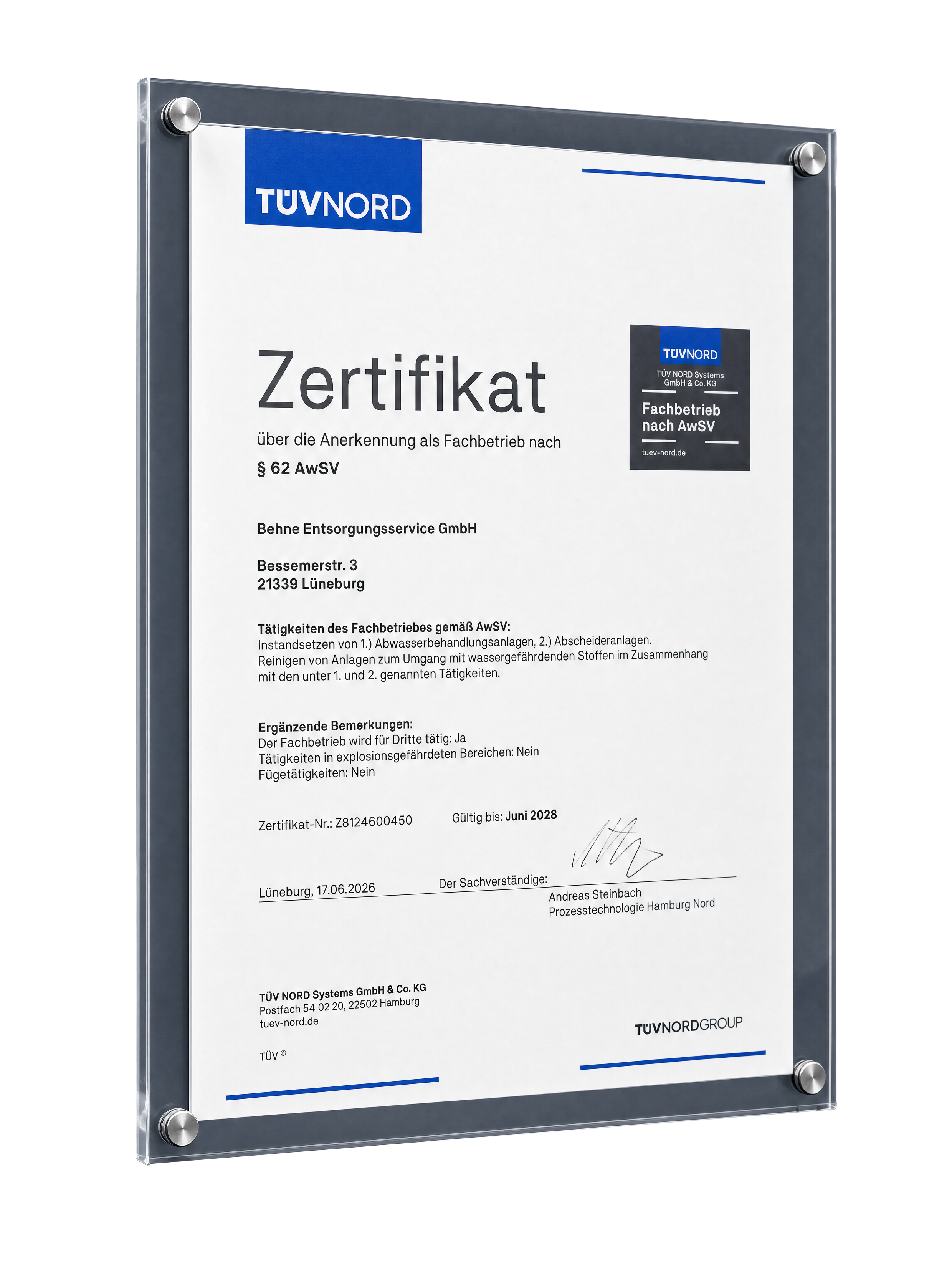 AwSV Zertifikat